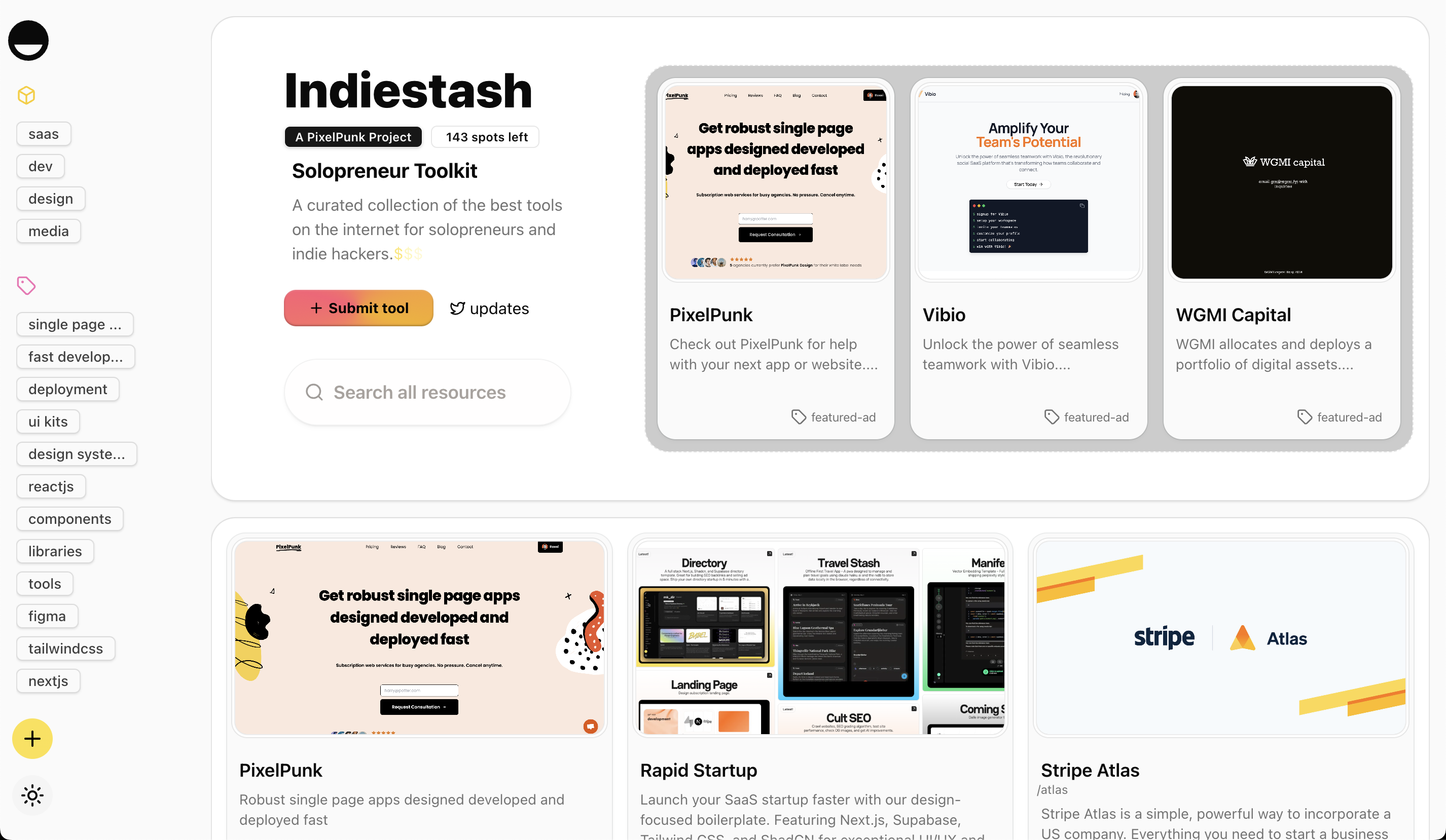 Indiestash - A Directory of Web Design & Development Tools for Solopreneurs